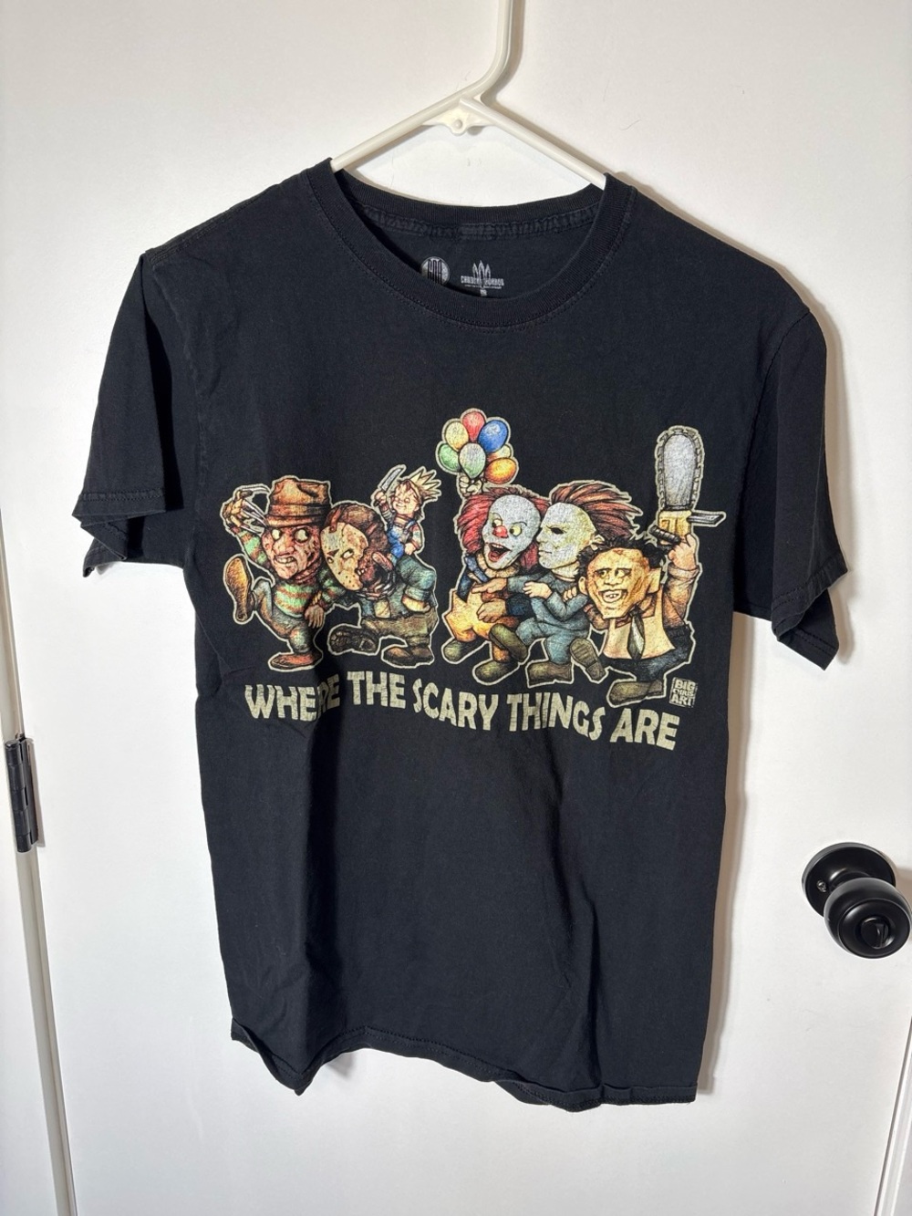 Get Down Art Horror Movie Characters Graphic Tee Small Black Halloween Shirt
